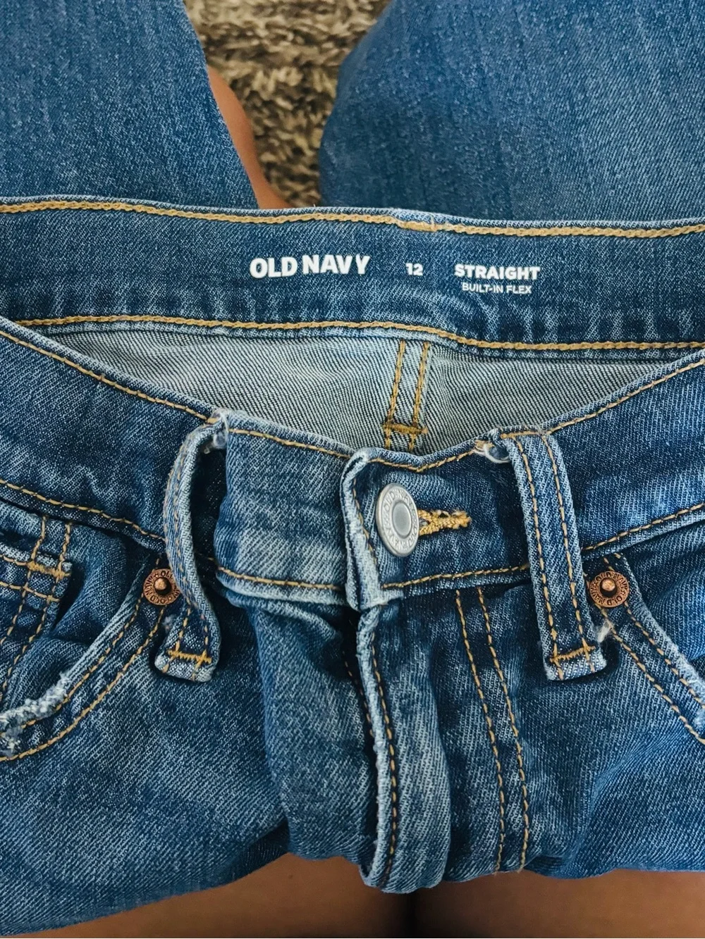 Old Navy Boys’ Straight Flex Jeans in Dark Blue
